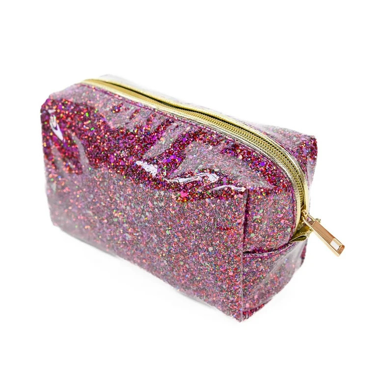 Packed Party Glitz & Glam Pink Glitter Cosmetic Bag, 8"L x 4.5"H x 3"W Model PP436-G2 | Walmart (US)
