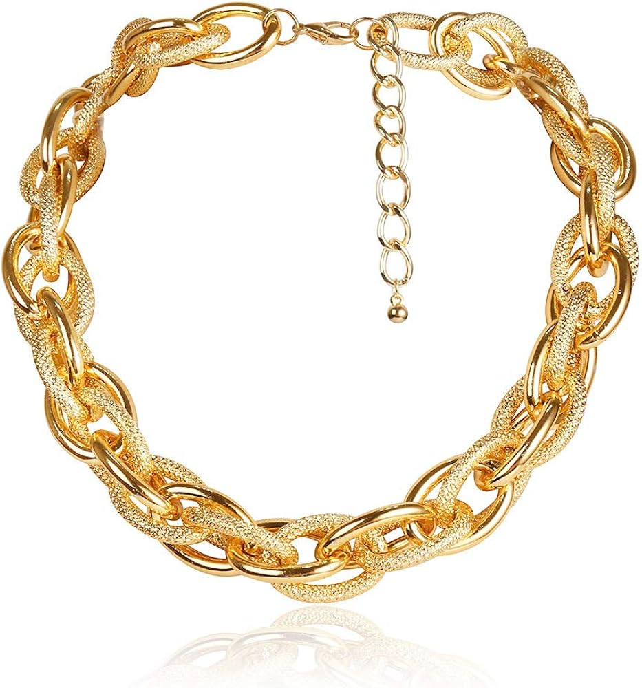 Asphire Punk Twist Rope Choker Necklace Gold Chunky Carved Link Chain Statement Necklace Boho Twi... | Amazon (US)