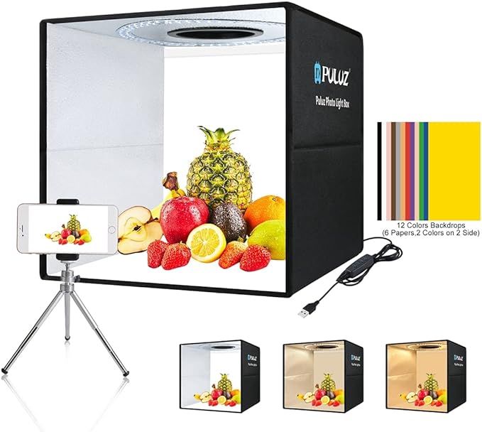 Photo Box 16" x 16" Quick Install Foldable Portable Studio Kit with Soft Light Cloth Professional... | Amazon (US)