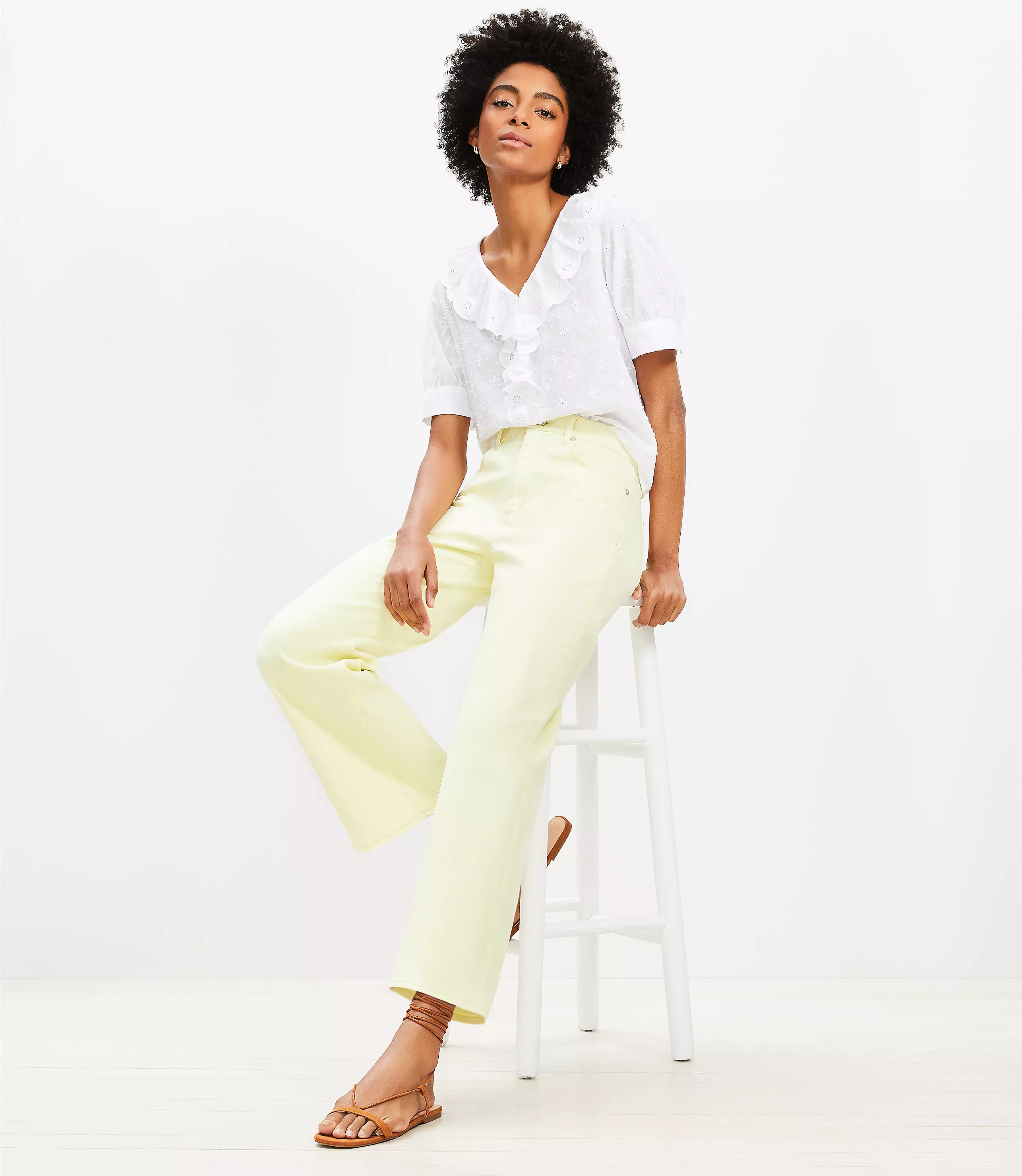 High Rise Wide Leg Crop Jeans in Tender Yellow | LOFT