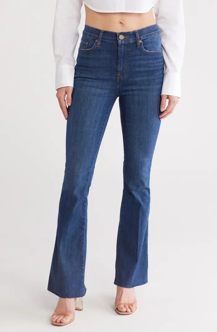 Le Easy High Waist Raw Hem Flare Jeans | Nordstrom Rack