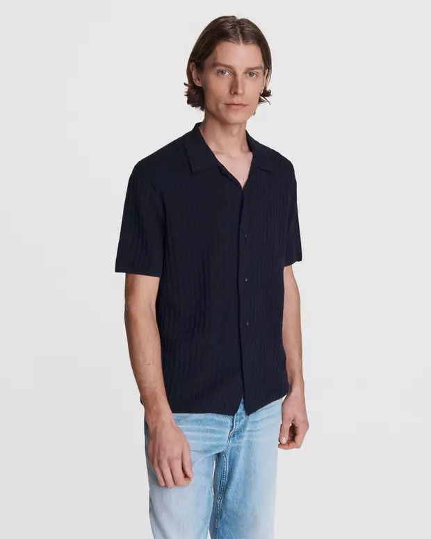 Buy Avery Cotton Engineered Knit Shirt for USD 250.00 | rag & bone | rag + bone