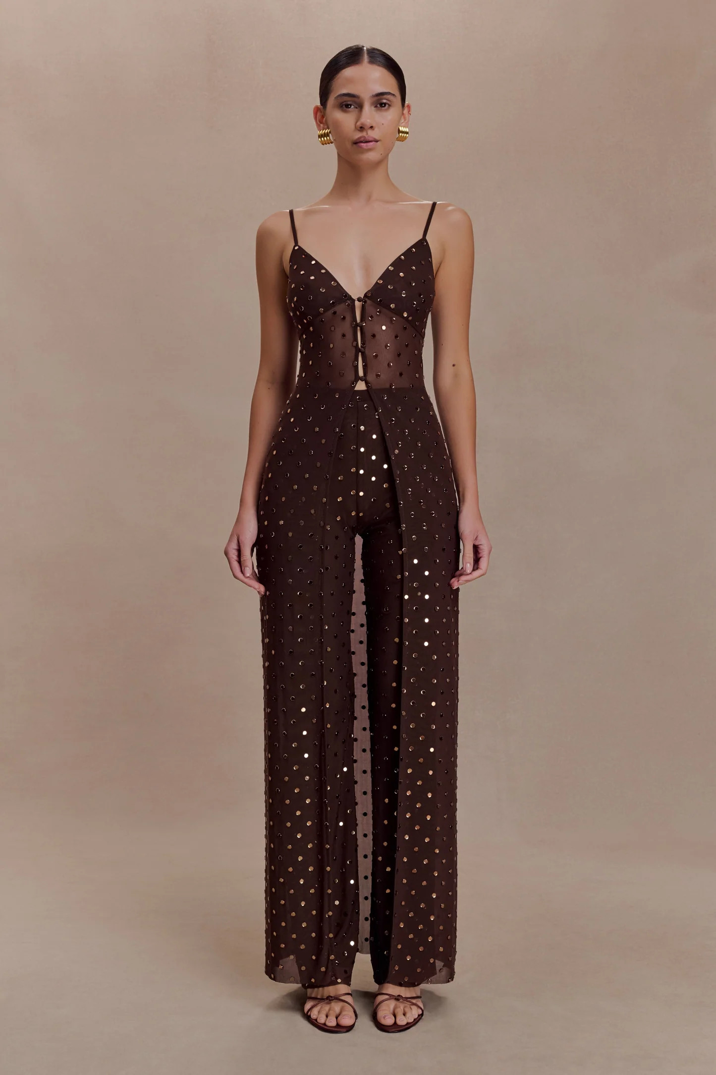 Longline Diamante Top - Chocolate | MESHKI US