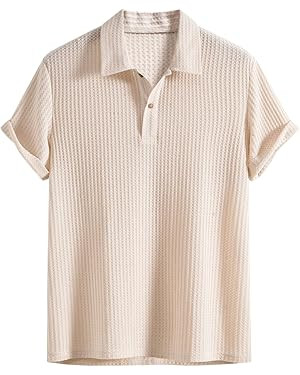 ZAFUL Men's Polo Shirts Textured Short Sleeve Golf Shirt Openwork Casual Cuban Geometric Jacquard... | Amazon (US)