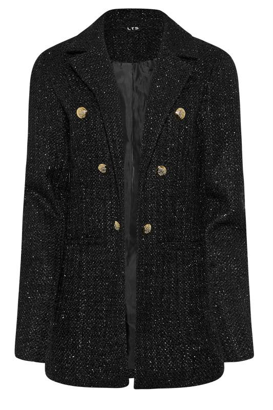 LTS Tall Black Sparkle Boucle Button Detail Blazer | Long Tall Sally