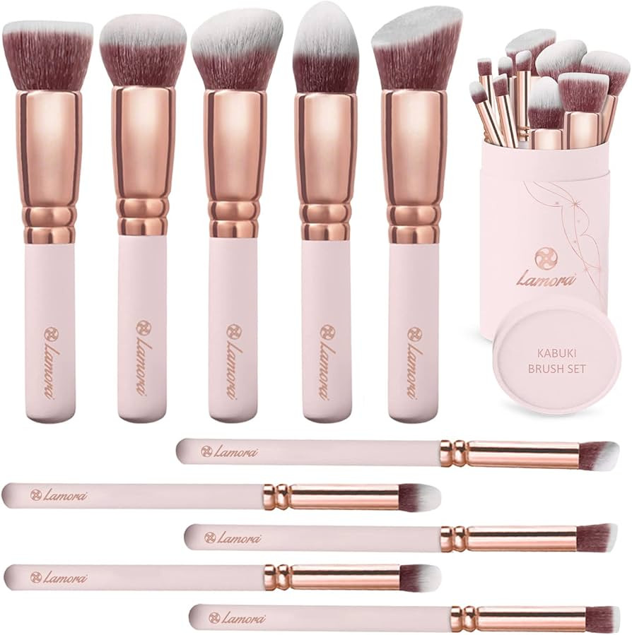 Kabuki Makeup Brush Set - Foundation Powder Blush Concealer Contour Brushes - Perfect For Liquid,... | Amazon (US)