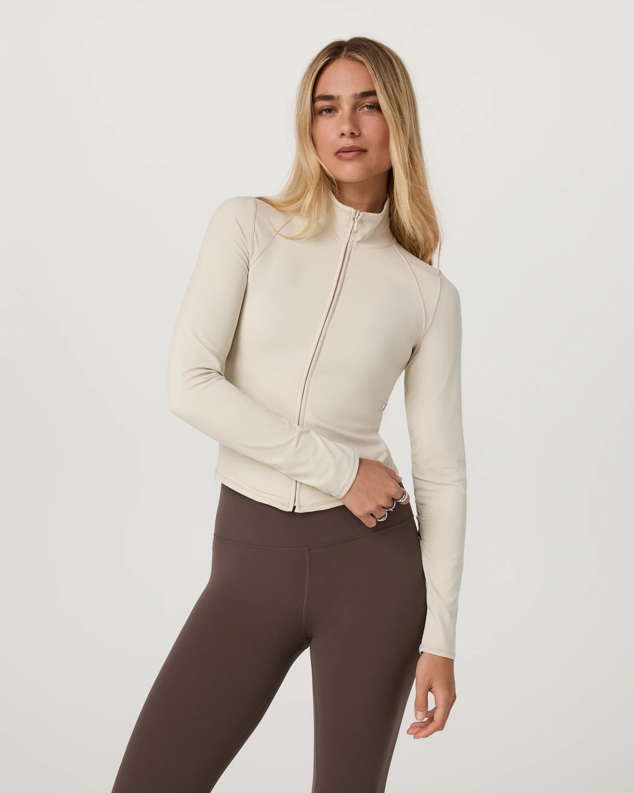 Vuori AllTheFeels™ Full Zip | Women's Bone Fitness Jacket | Vuori | Vuori Clothing (US & Canada)