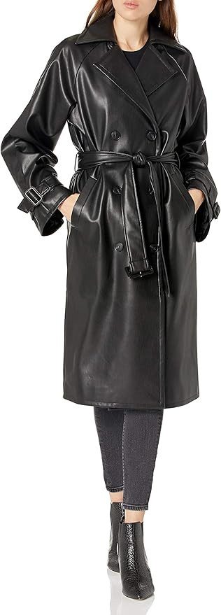 The Drop Women's @lisadnyc Faux Leather Long Trench Coat | Amazon (US)
