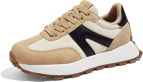 LUCKY STEP Women's Platform Fashion Sneakers Retro Classic Trainers Casual Lace-up Stylish Tennis... | Amazon (US)