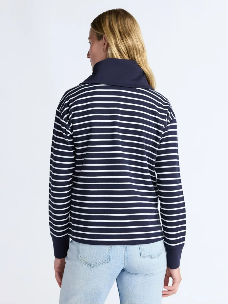 Free Assembly Women's and Women's Plus Half Zip Pullover Sweatshirt, Sizes XS-4X | Walmart (US)