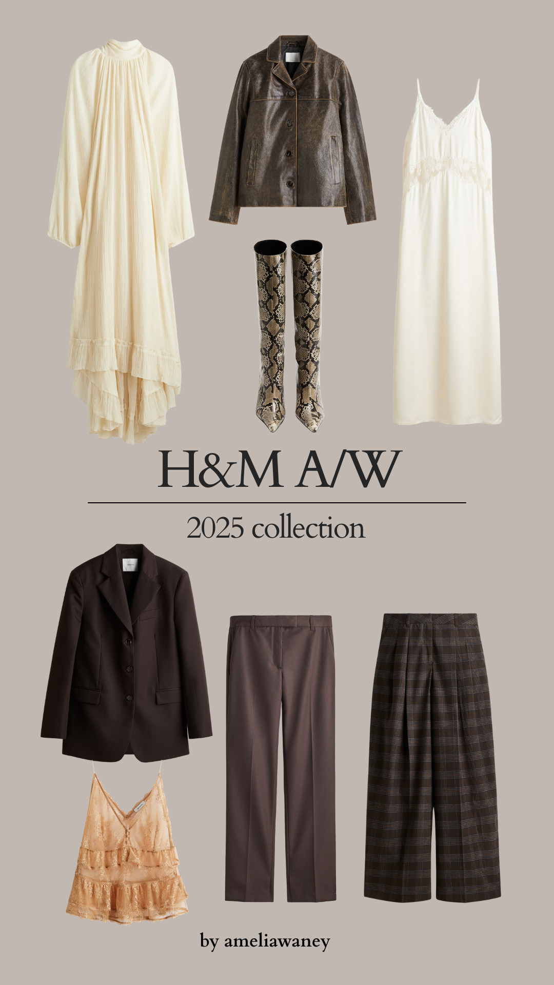 H&M A/W 2025 collection, autumn, outfit inspiration, leather jacket, jeans, cardigan, checked tailored trousers, dresses, lace strappy top, knee-high boots, blazer #LTKUK #LTKautumn 

 

#LTKStyleTip