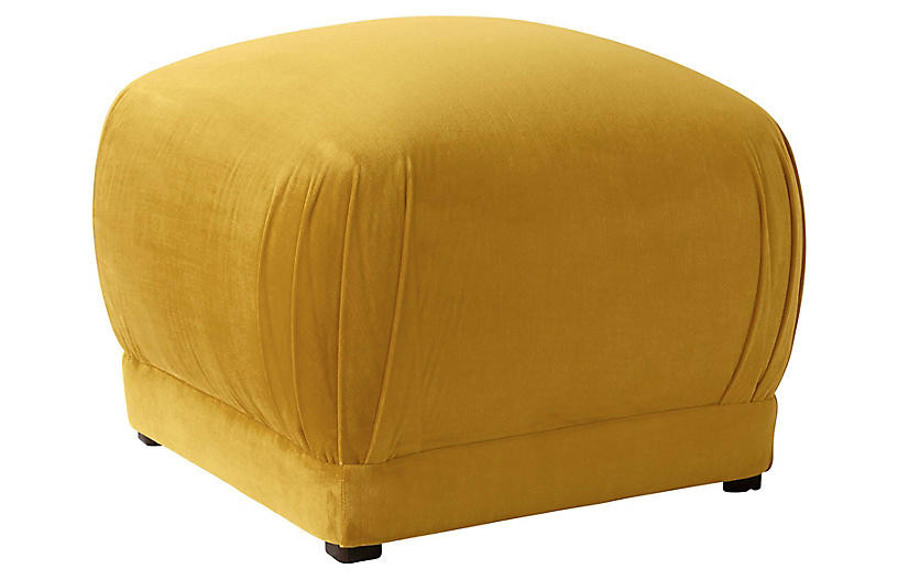 Benton Ottoman, Mustard Velvet | One Kings Lane