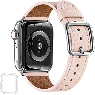 MNBVCXZ Compatible with Apple Watch Band 38mm 40mm 42mm 44mm Women Men Girls Boys Genuine Leather... | Amazon (US)