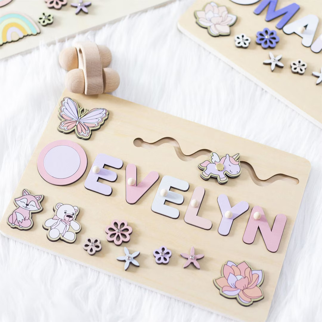 Personalized Name Puzzle With Pegs Baby First Christmas Gift - Etsy | Etsy (US)