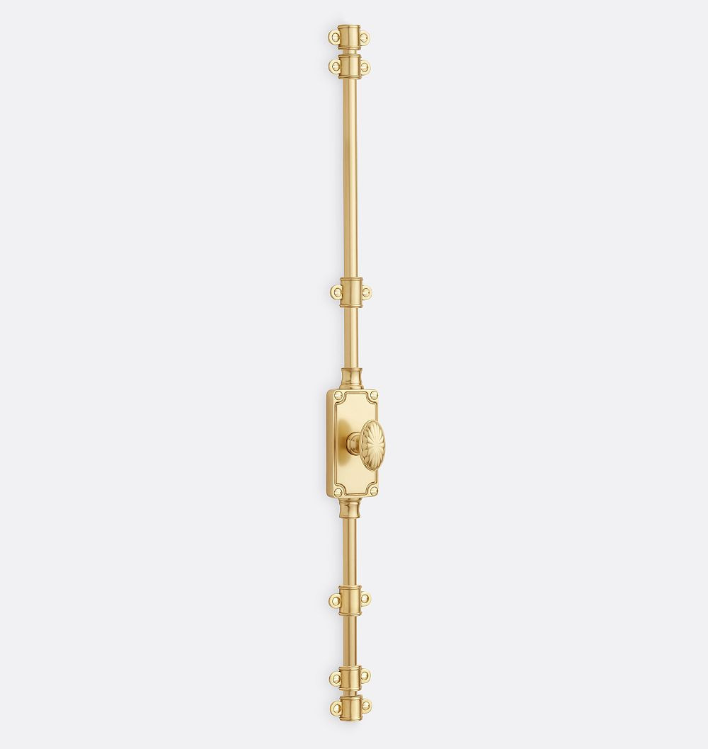 Violet Cremone Bolt, Aged Brass -24"" Length - Off Center | Rejuvenation