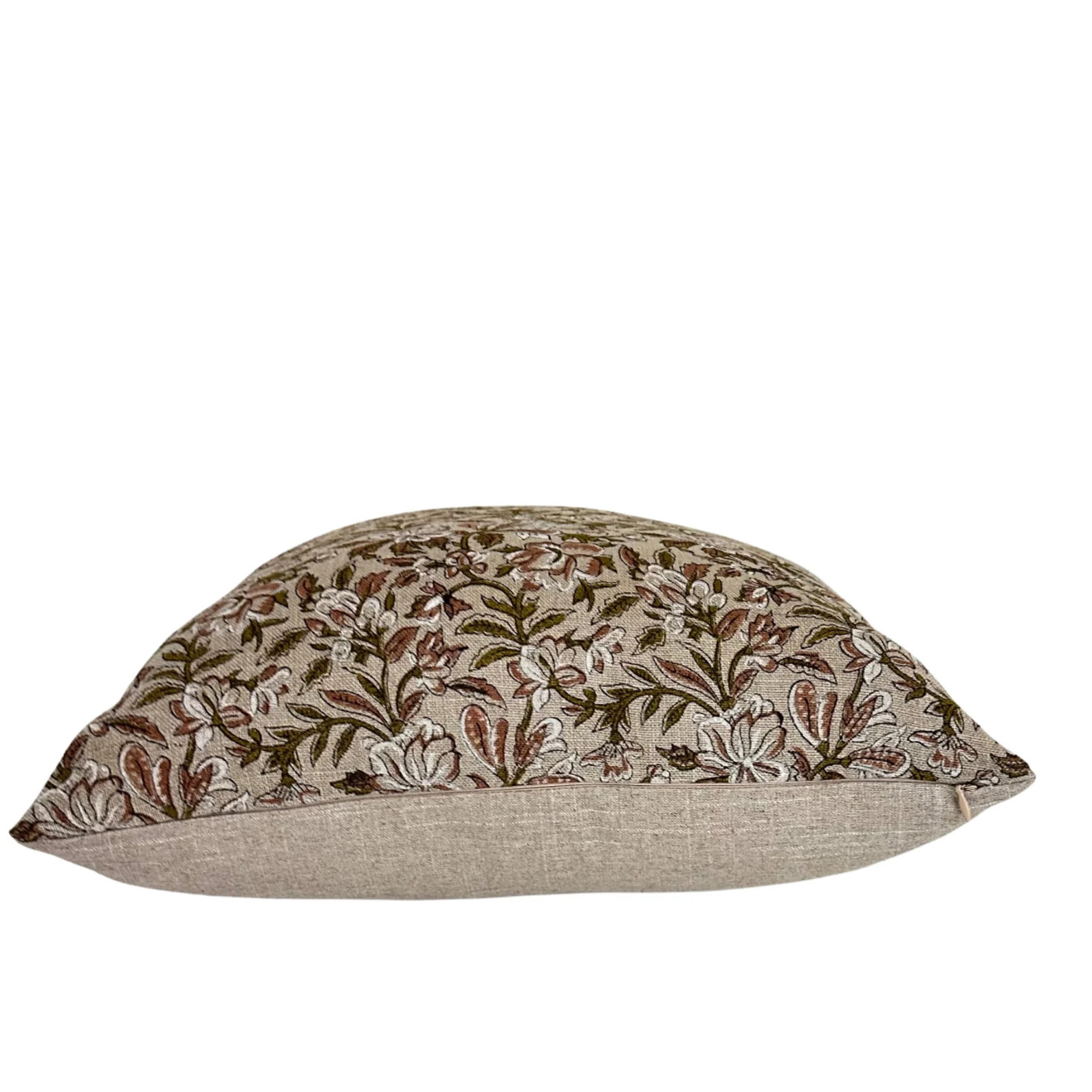 Thick Linen | Block Print | Pillow Throw Cover| Designer | Qudrat | Beige Coral Floral | Etsy (US)