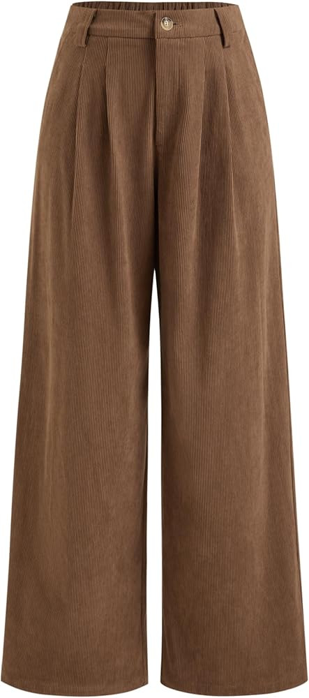 CIDER Womens Wide Leg Pants Corduroy Elastic Waist Bottom Up Pants with Pockets Trendy Casual Tro... | Amazon (US)