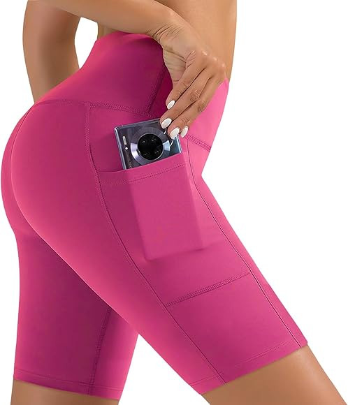 NEW YOUNG Biker Shorts with Pockets for Women High Waisted Tummy Control-5/8 Womens Bike Shorts f... | Amazon (US)