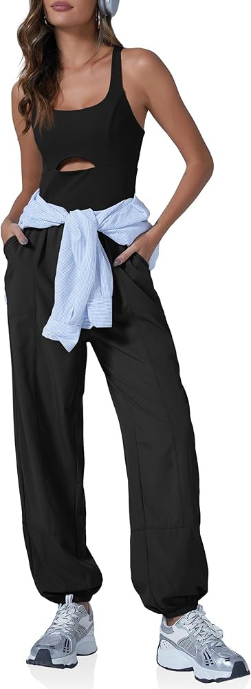 Cicy Bell Women's Workout Athletic Jumpsuits Activewear Yoga Running Cross Back Long Pants Romper... | Amazon (US)