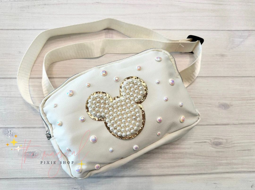 Mouse Ivory Crossbody Bag, Bridal Pearl Mouse Bag, Theme Park Fanny pack | Etsy (US)