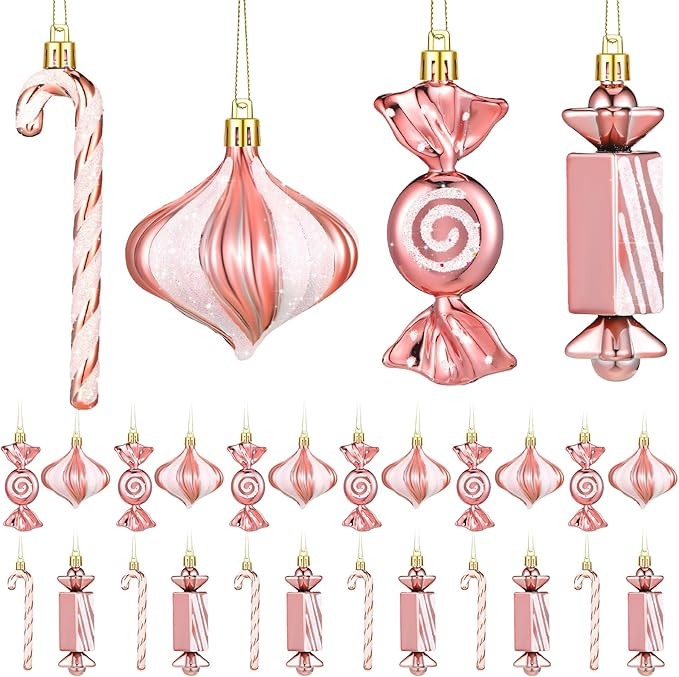 24 Pcs Christmas Candy Lollipop Ornament Set Vibrant Candy Cane Ornament Xmas Hanging Lollipop Pa... | Amazon (US)