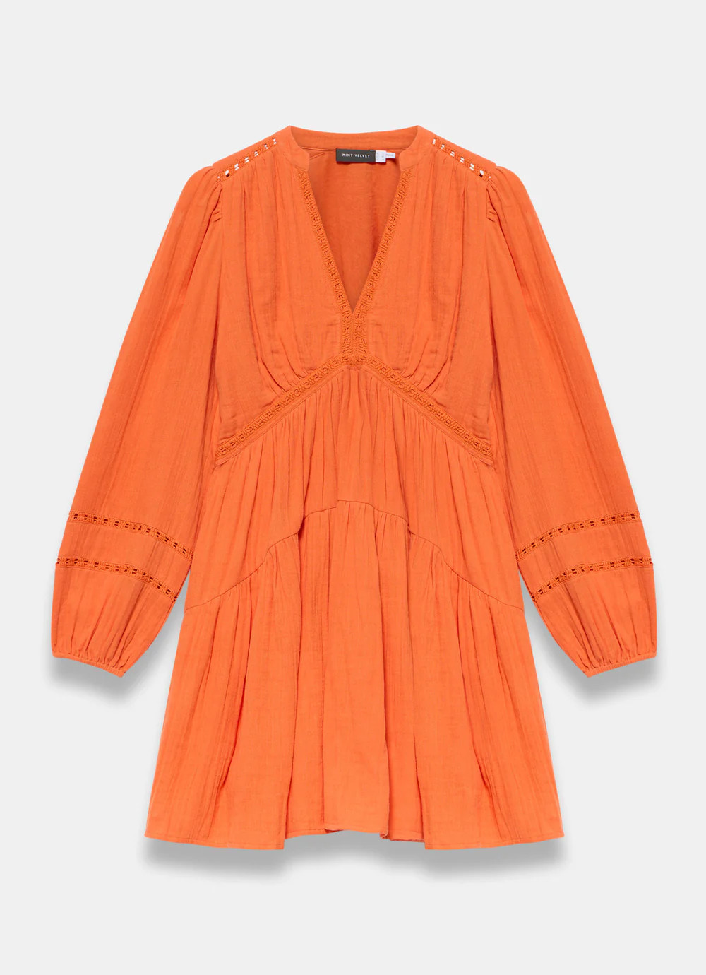Orange Cotton Cheesecloth Mini Dress | Mint Velvet