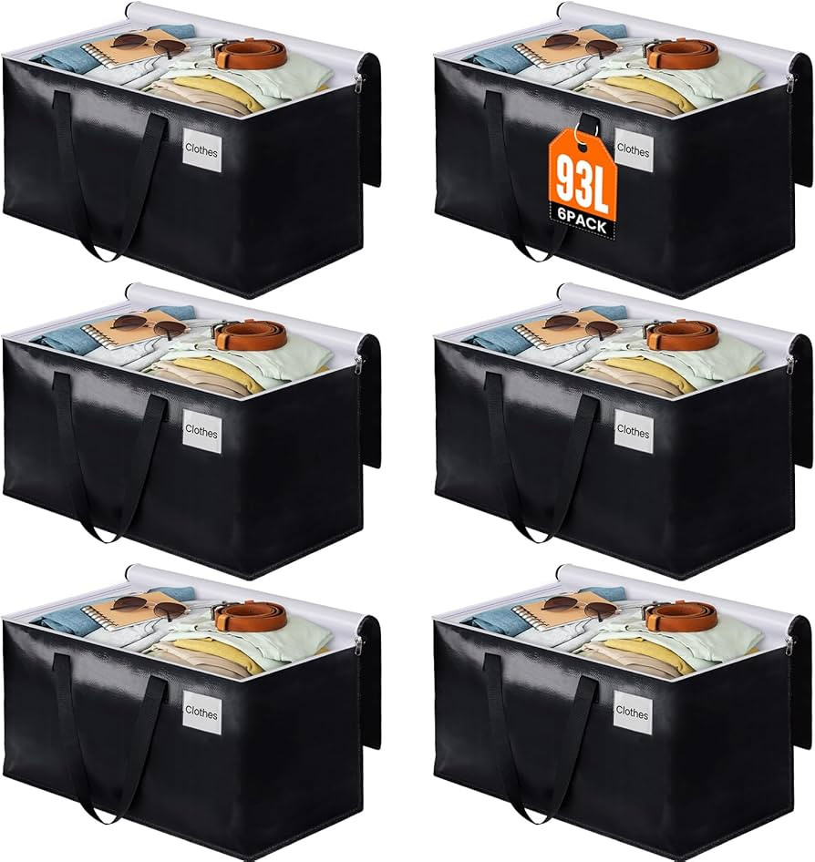 BlissTotes Collapsible Moving Bags - Heavy Duty Boxes with Zippers and Handles, Space Saving Pack... | Amazon (US)