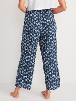 High-Waisted Floral-Print Cropped Smocked Wide-Leg Pajama Pants for Women | Old Navy (US)