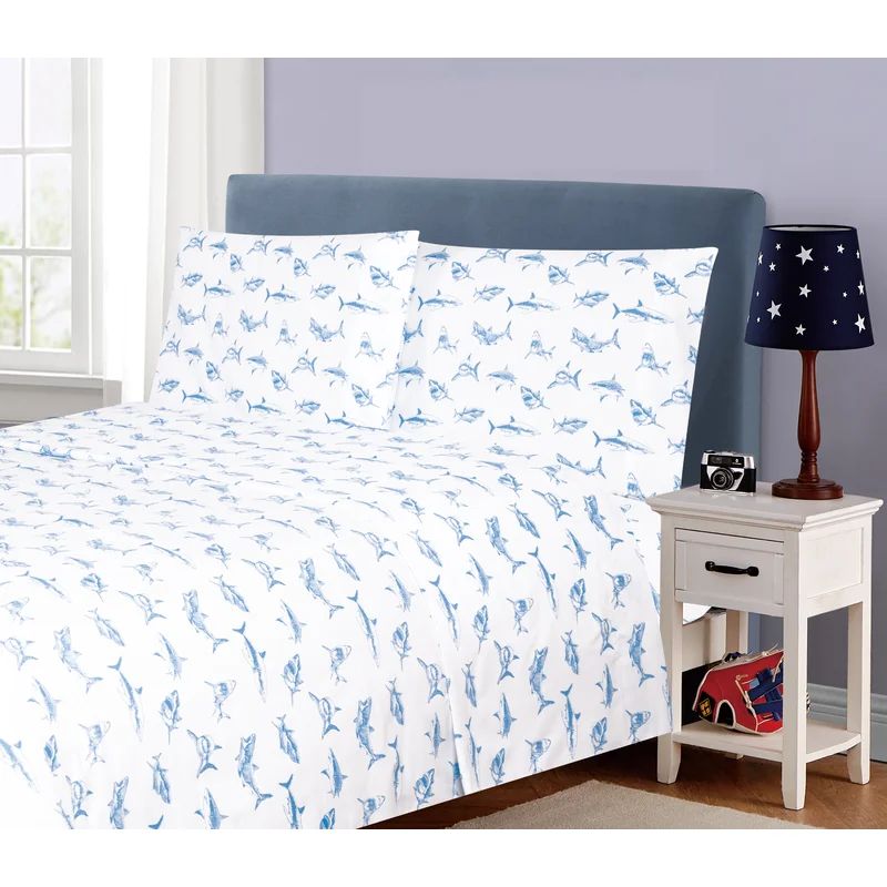 Kids Rule Juvi Sheet Sets Microfiber Sharks Sheet Set | Wayfair North America