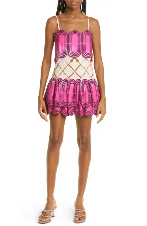 ALEXIS Bettina Scallop Linen Blend Minidress in Pink at Nordstrom, Size Medium | Nordstrom