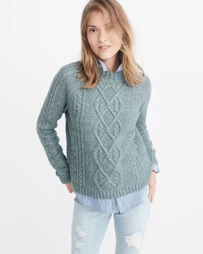 Airspun Mock Neck Cable Sweater | Abercrombie & Fitch US & UK