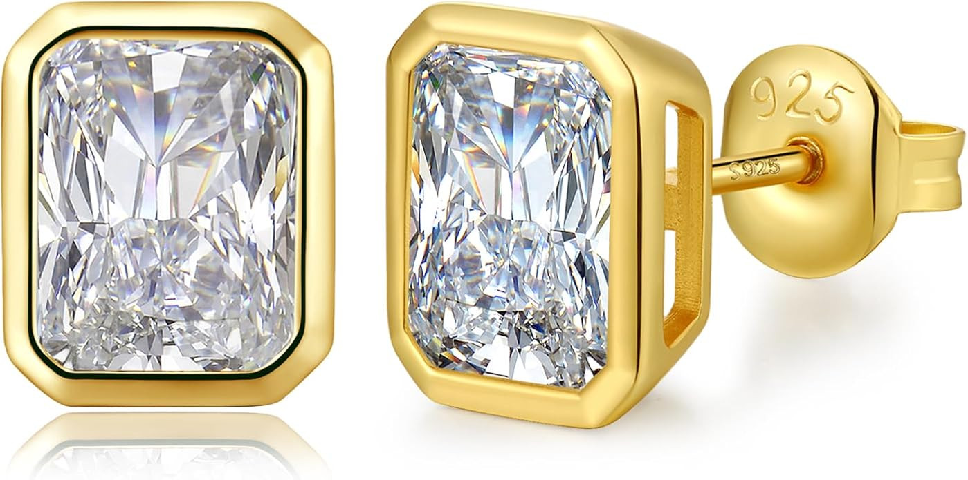 Brilliant Heart-cut/Oval-cut/Trillion-cut/Cushion-cut/Emerald-cut/Marquise-cut Stud, 925 Sterling... | Amazon (US)