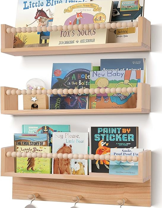 Nursery Book Shelves with Beads Set of 3,Nursery Shelves for Bookshelf Wall,Wall Bookshelves for ... | Amazon (CA)