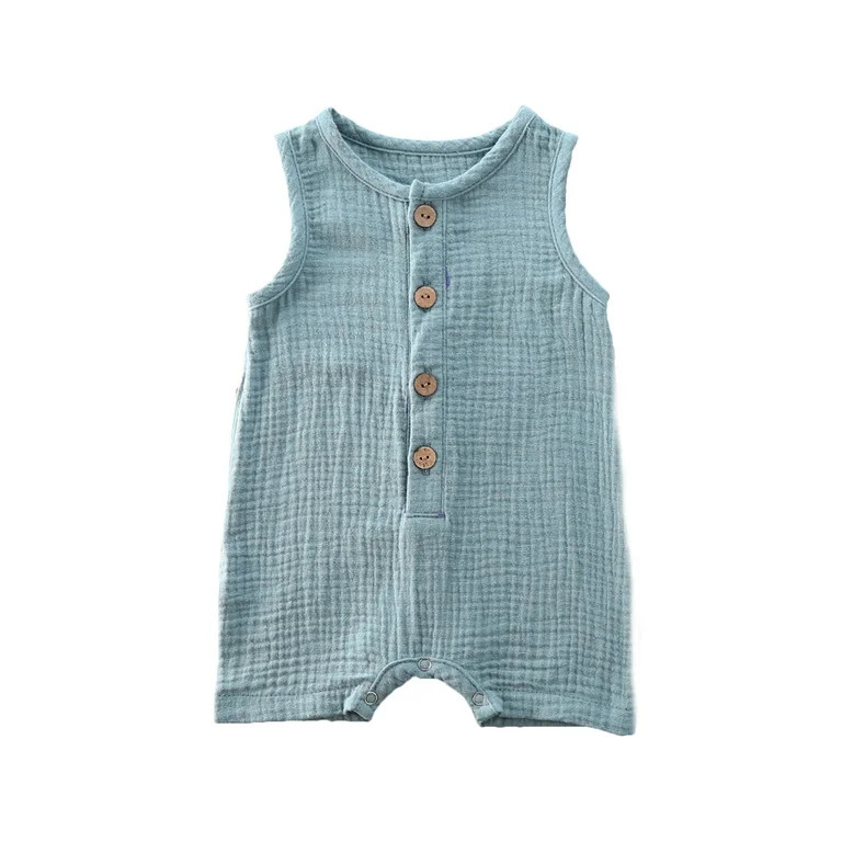 ZIYIXIN Newborn Infant Baby Girl Boy Summer Clothes Button Strap Romper Solid Jumpsuit Overalls O... | Walmart (US)