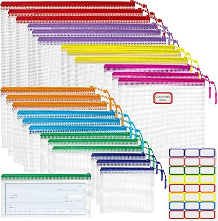25pcs Mesh Zipper Pouch for Organization, Waterproof Zipper Pouches Colored PVC Travel Zipper Bag... | Amazon (US)