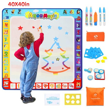 Fansteck Water Doodle Mat, Large Water Drawing Mat 40X40 inch, No Mess Aqua Magic Doodle Mat with 24 | Walmart (US)