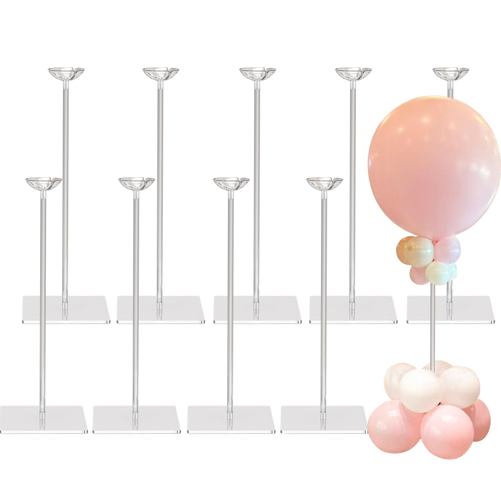 TEKXYZ 15.75 Inch Height Clear Acrylic Balloon Stand for Table Centerpiece Decoration, Set of 10 | Amazon (US)