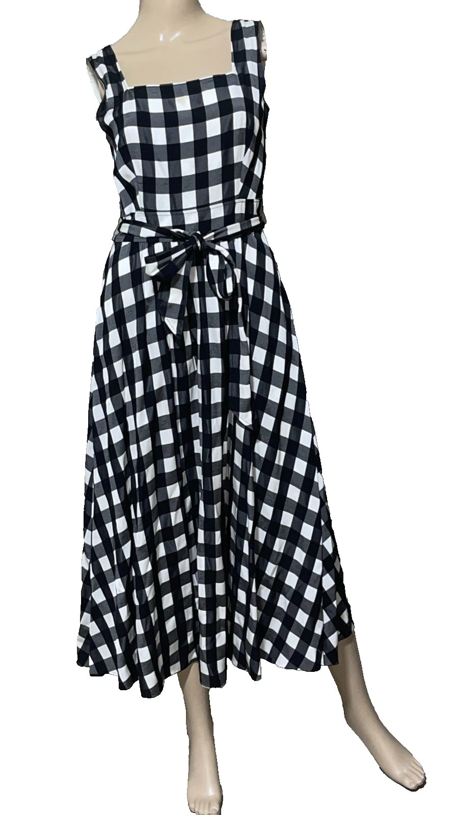 Temperley London Gingham Plaid Black White A Line Long Midi Day Dress US 4 UK 8 | eBay | eBay US