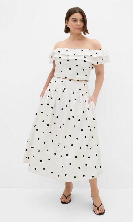 Kaia Polka Dot Crop Top - white | City Chic AU