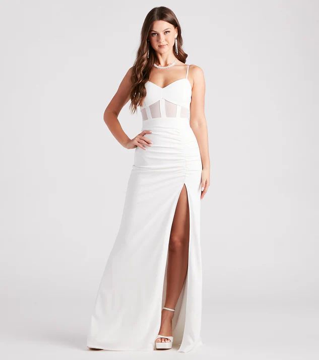 Alexia Formal High Slit Illusion Dress | Windsor Stores