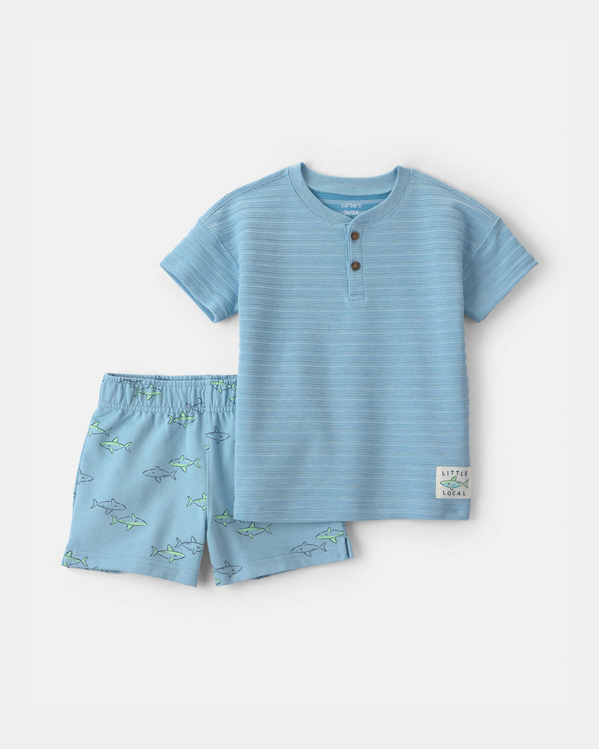 Toddler Boy 2-Piece Shark Top & Short Set - Blue | Carter's | Carter's Inc