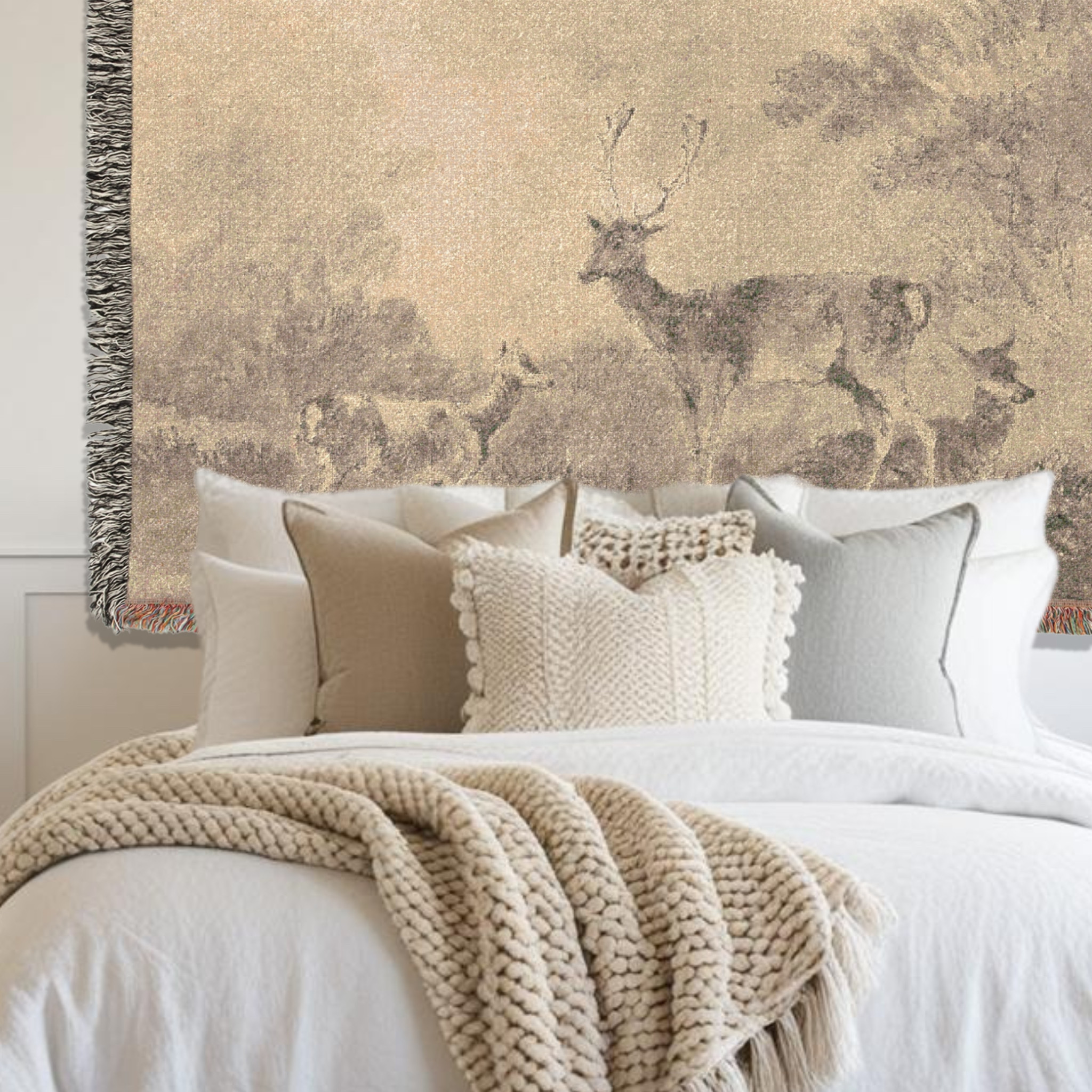 Vintage Deer Sketch for a touch of nature and texture in your bedroom space 

-- add as a headboard tapestry or a throw blanket  

 #LTKstyletip #LTKfamily #LTKgiftguide