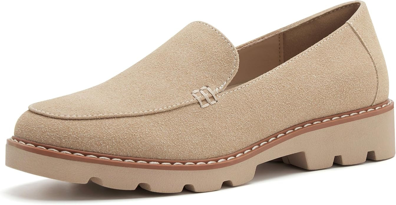 vodvob Women's Loafers Slip-on Shoes for Women Platform Chunky Heel Dressy Casual and Comfort Wal... | Amazon (US)