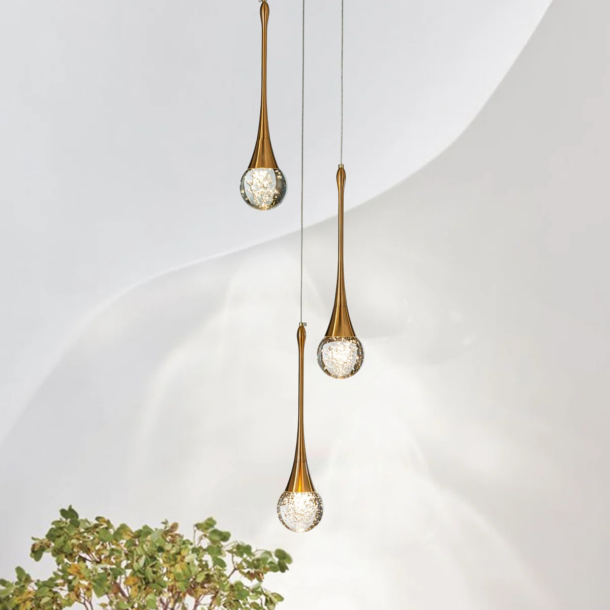 Vlera Modern Light Seeded Glass Cluster Integrated LED Teardrop Pendant Light In Antique Copper | Wayfair North America