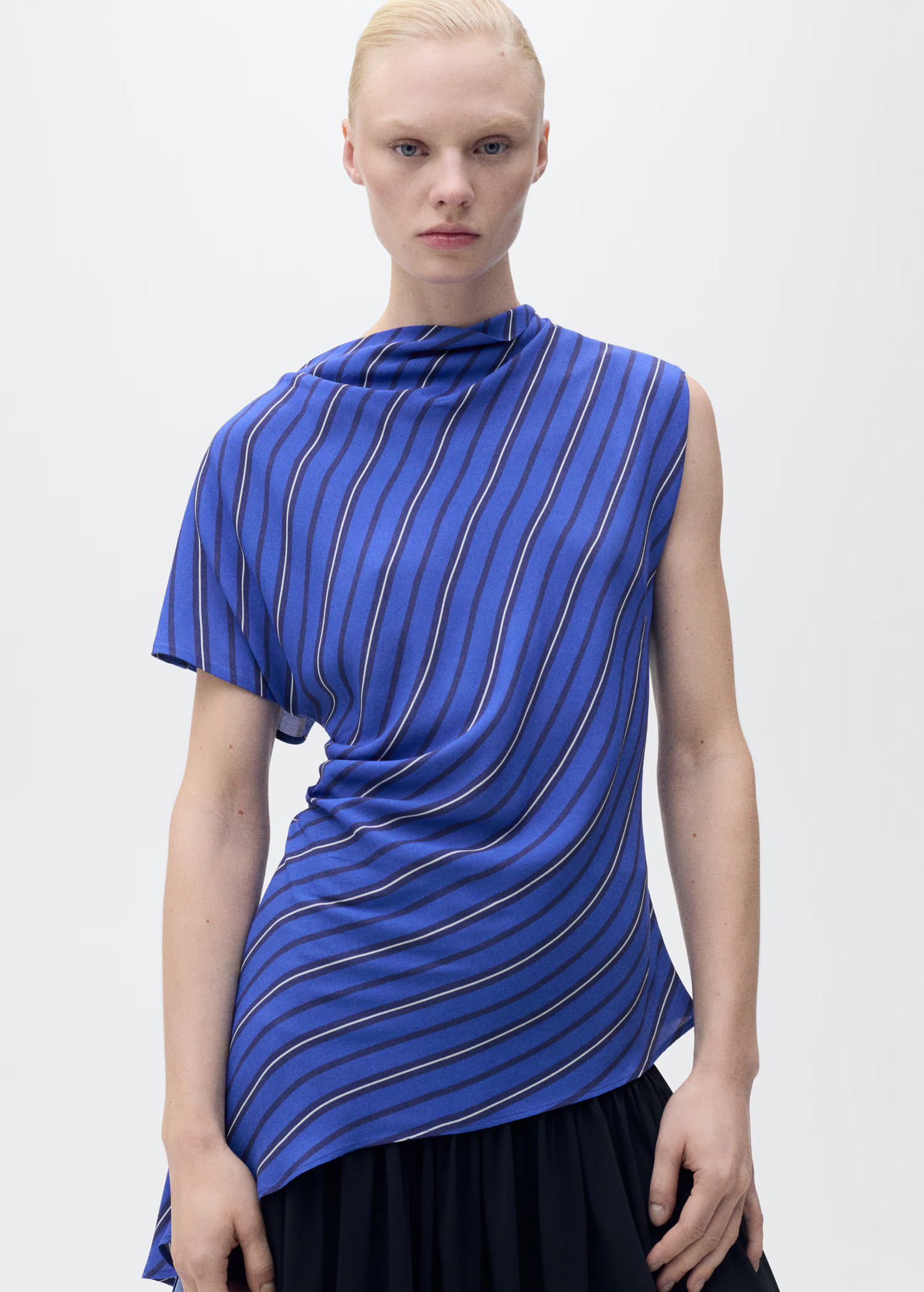 Asymmetrical striped blouse - Women | MANGO USA | Mango (US/MX/AU)