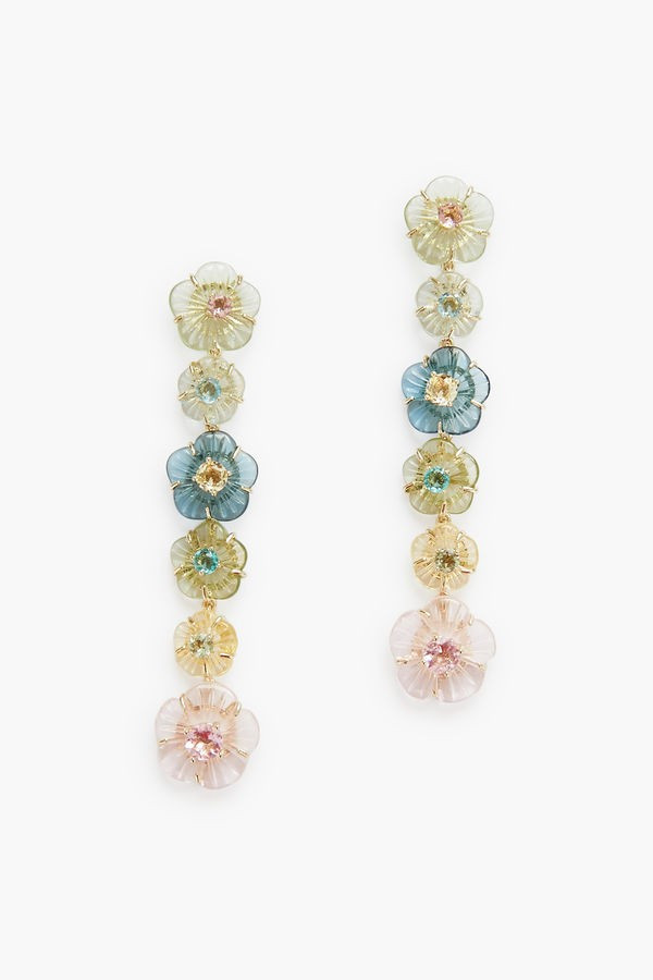 Chinoiserie Long Floral Drop Earrings | Tuckernuck (US)
