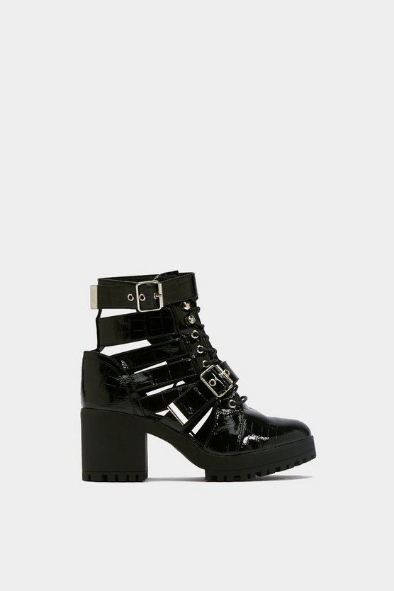 Cut-Out of Luck Croc Block Heel Boots | NastyGal (US & CA)