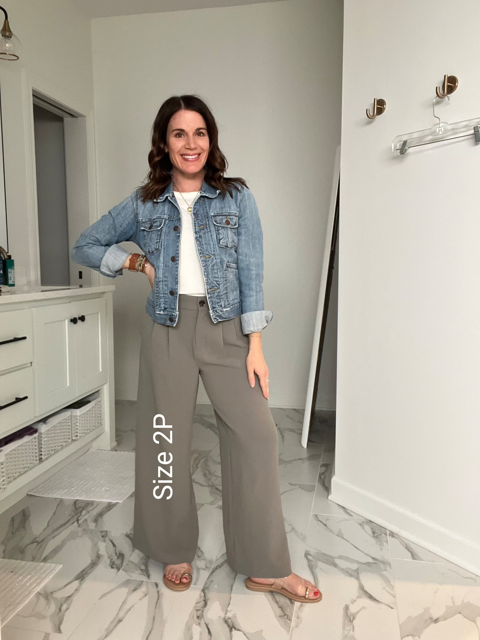 Loving these petite versa crape drape Palazzo pants in cool sage. Wearing size 2 petite. Currently on a waitlist. Worth the wait! 