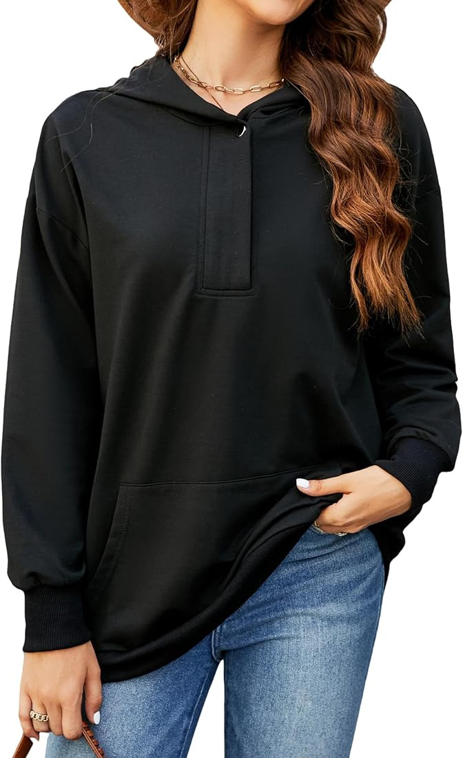Womens Oversized Sweatshirt 2023 Quarter Zip Pullover Long Sleeve Hoodies with Pocket | Amazon (US)