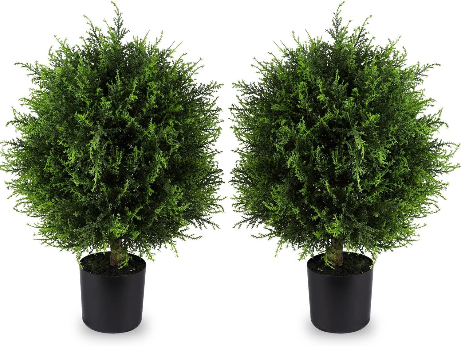 Artificial Topiary Cedar Ball Tree 20'' Fake Cedar Potted Plants UV Rated Artificial Shrubs Bushe... | Amazon (US)